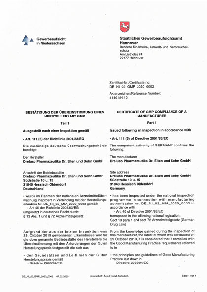 GMP - Good Manufacturing Practice Südstraße