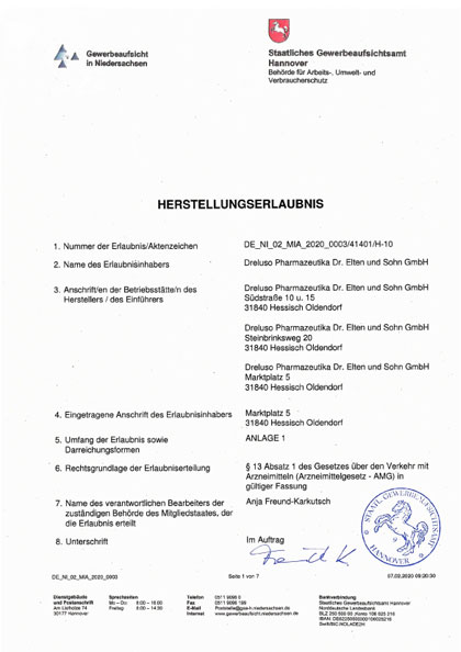 Manufacturing License 2020